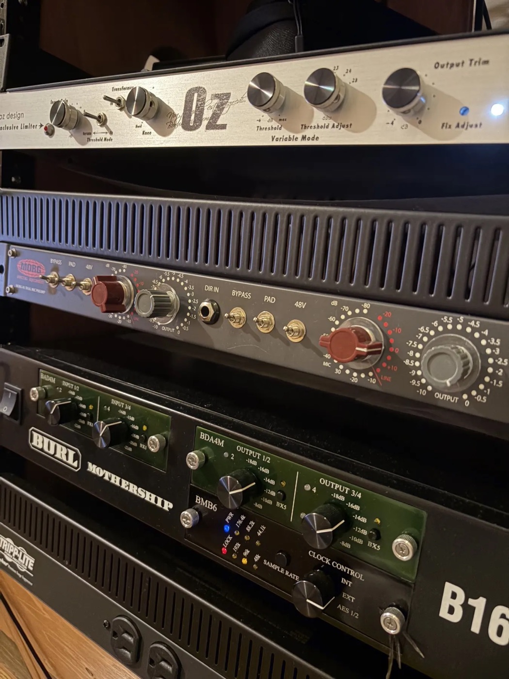 morg 81, Burl B16, and oz inclusive limiter in the mastering rack